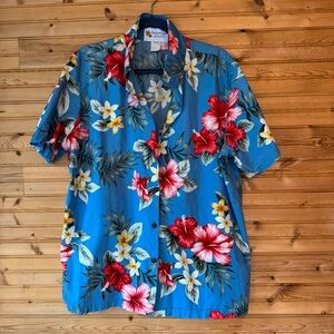 Alohawears Hawaiian Shirt Blue Floral 2X